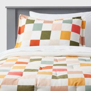 Pillowfort Twin Kids Checkered Comforter Set w/ Sham OEKO-TEX Bedding